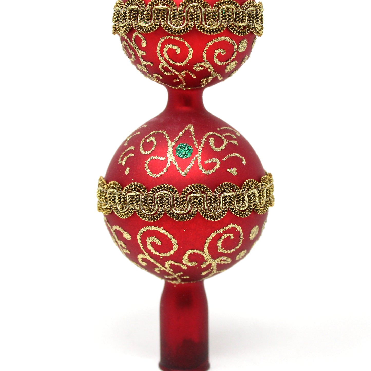 Tree Topper, Kurt Adler Double Ball Glass Tree Topper, Red & Gold, Colombia