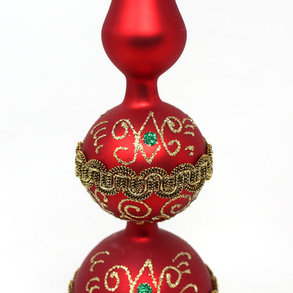 Tree Topper, Kurt Adler Double Ball Glass Tree Topper, Red & Gold, Colombia