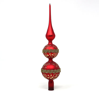 Tree Topper, Kurt Adler Double Ball Glass Tree Topper, Red & Gold, Colombia