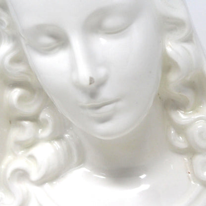 Planter / Wall Pocket Vase, Napco, Madonna / Virgin Mary Head Vase, White Porcelain, Vintage