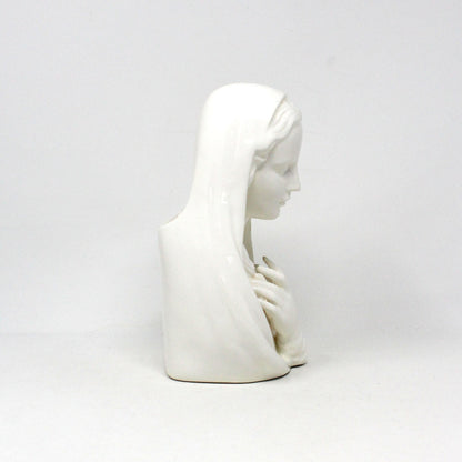 Planter / Wall Pocket Vase, Napco, Madonna / Virgin Mary Head Vase, White Porcelain, Vintage