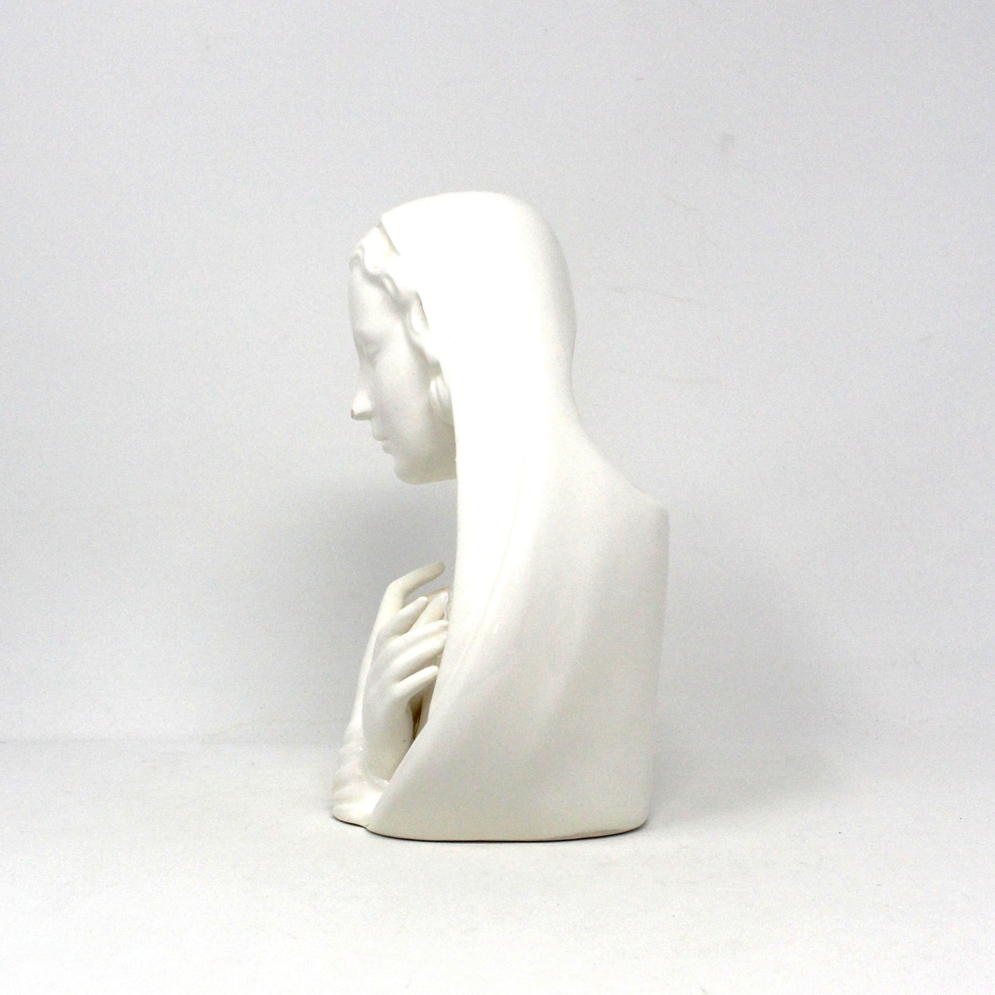 Planter / Wall Pocket Vase, Napco, Madonna / Virgin Mary Head Vase, White Porcelain, Vintage