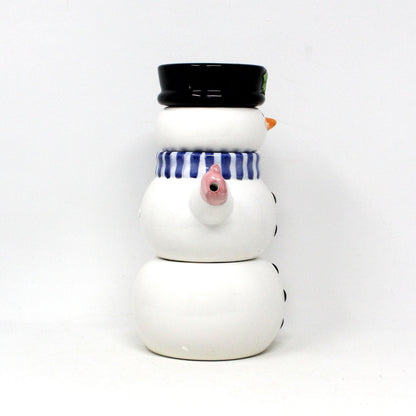 Teapot for One, Stackable Teapot & Cup Snowman with Shakers, Christmas Holiday Ceramic