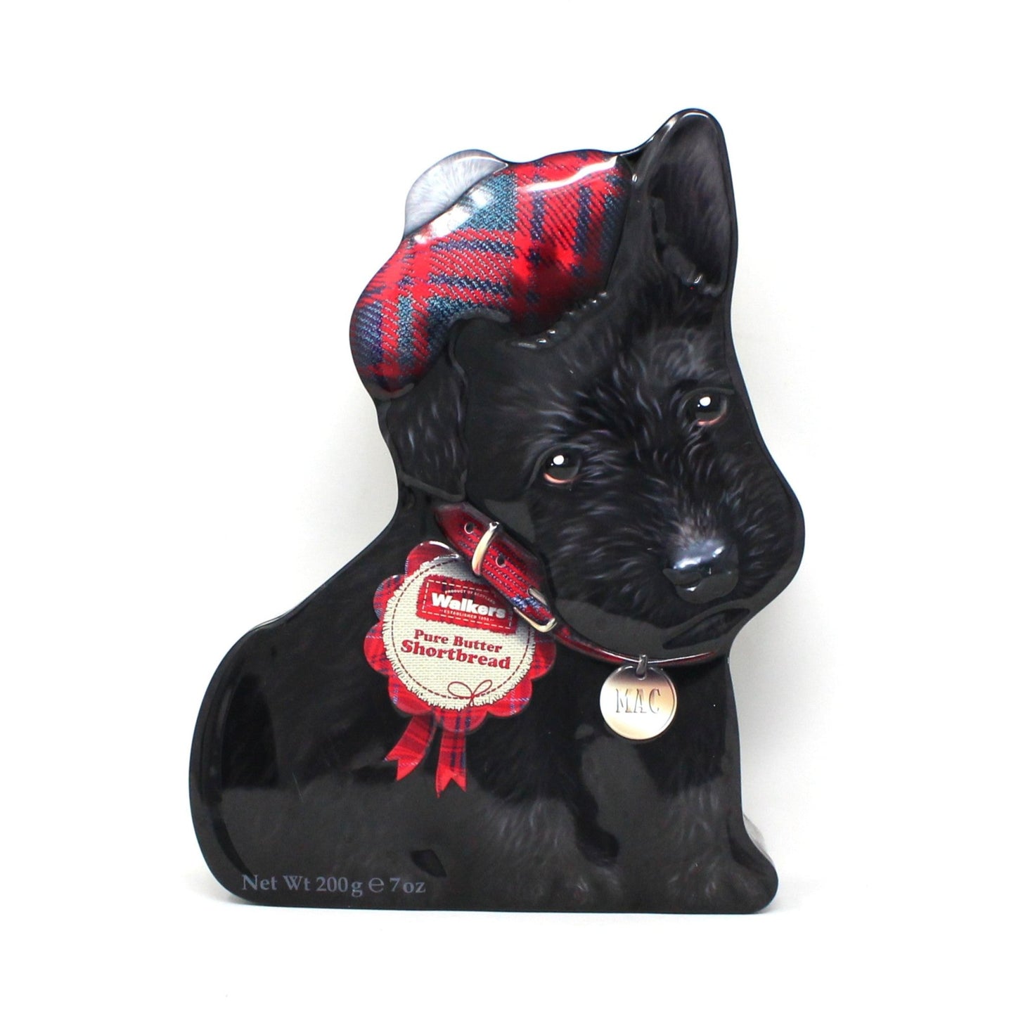 Gift Tin / Cookie Tin, Walkers, Scottie Dog Shaped Tin, Black Dog, Empty