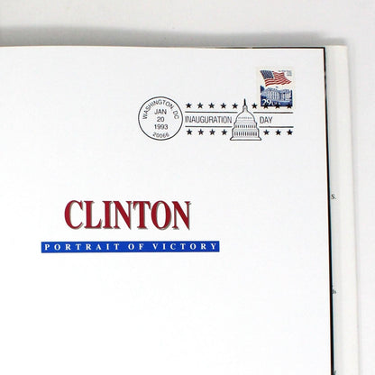 Book, Clinton: Portrait of Victory, Hardcover, First Printing, Jan 1993, Inauguration Date Stamp, Vintage