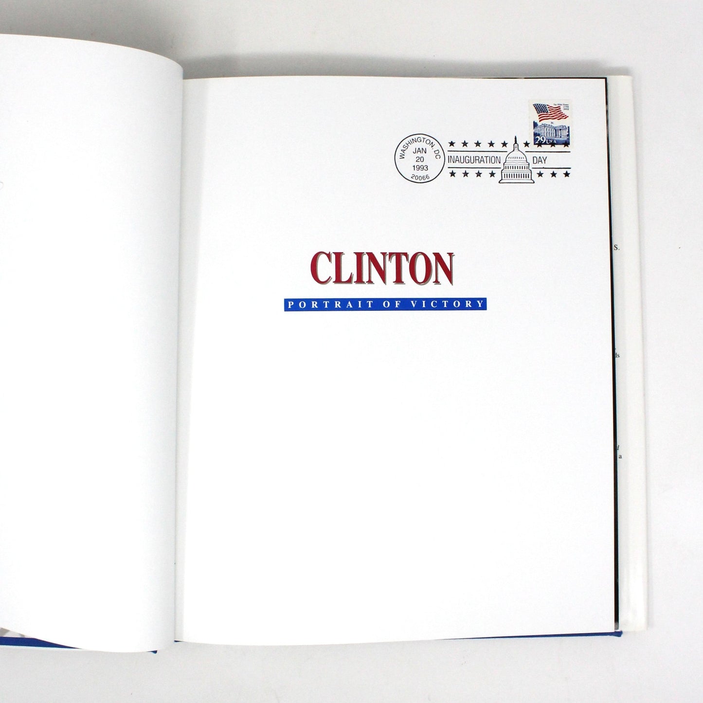 Book, Clinton: Portrait of Victory, Hardcover, First Printing, Jan 1993, Inauguration Date Stamp, Vintage