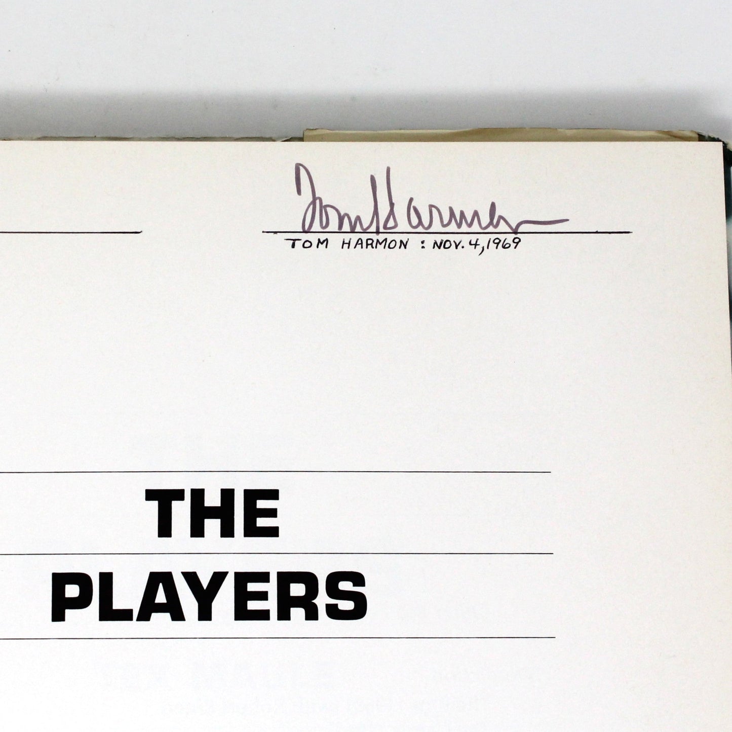 Book, The Players, Tex Maule, Autographed by Tom Harmon, Hardcover, First Printing, 1967, Great Football Pros, Vintage