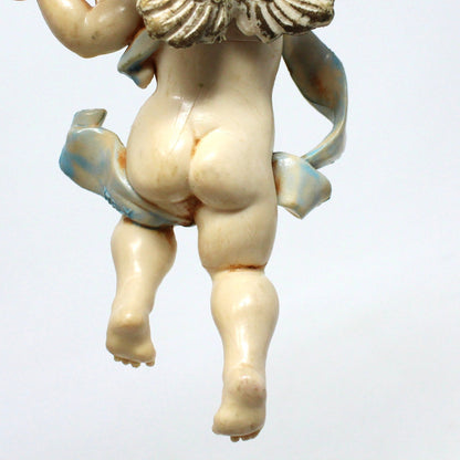 Ornaments, Cherub Angels Playing Musical Instruments, Set of 3, Italy, Hand Painted, Vintage