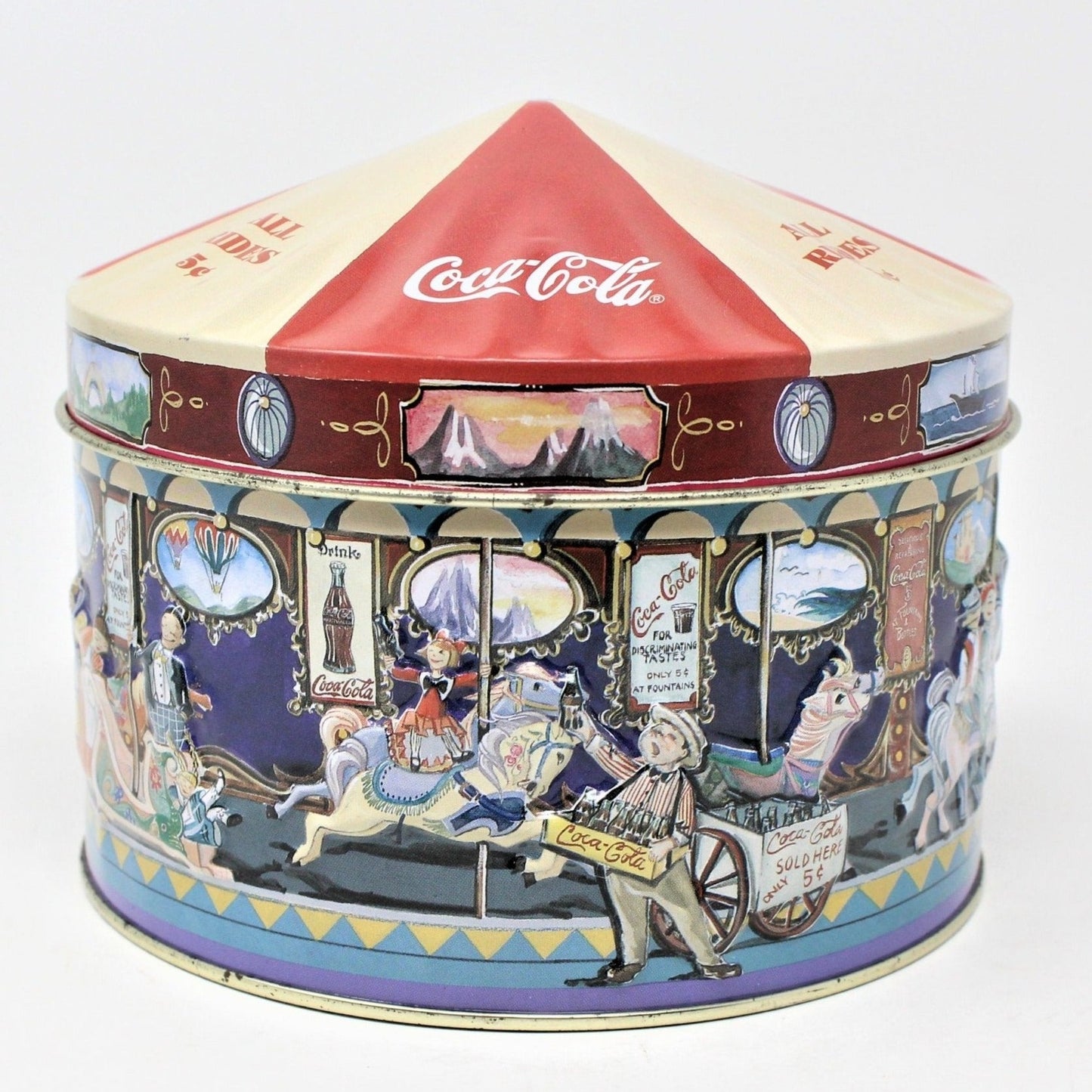 Gift Tin / Cookie Tin, Coca Cola Carousel / Merry Go Round, Tin, Collectible 1997, SOLD