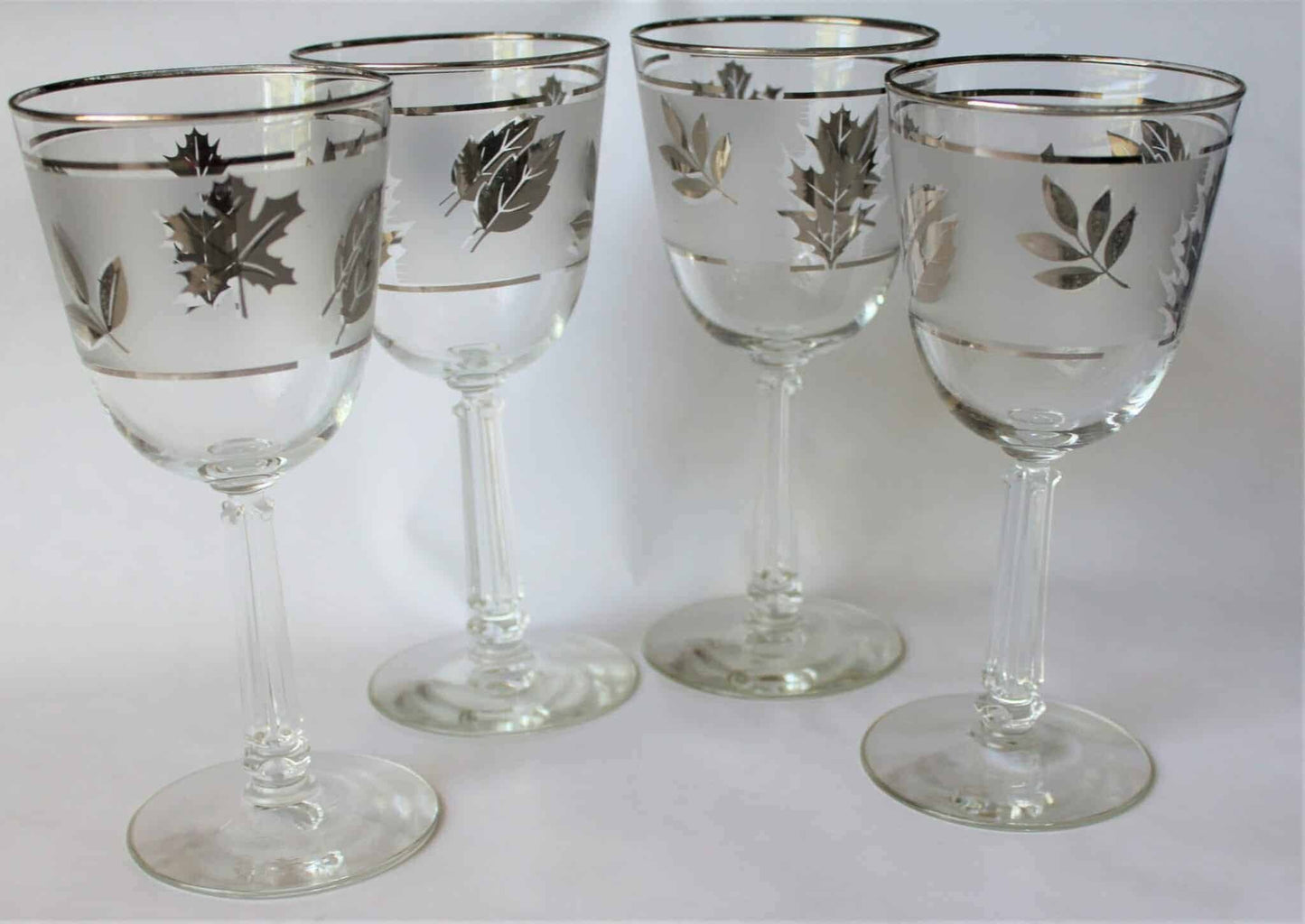 Wine Glasses, Libbey Silver Foliage, Mid-Century Modern, Set of 4, Vintage, SOLD