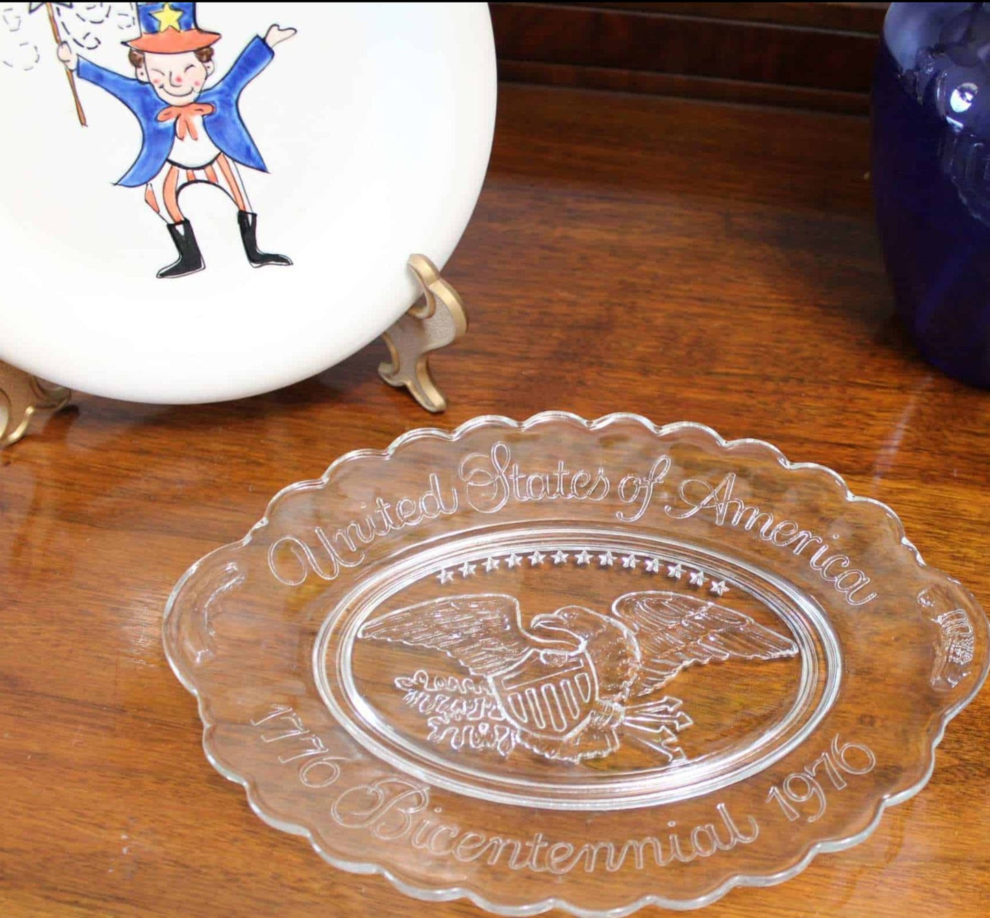 Tray, Avon, Bicentennial Eagle 1776-1976 Glass Dish, Vintage