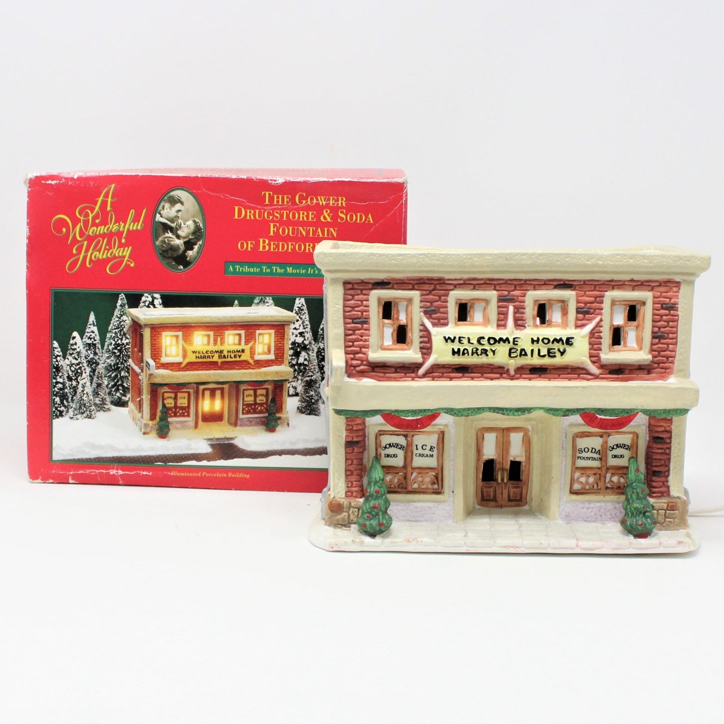 Christmas Village, It's a Wonderful Life, Bedford Falls, Gower Drugstore 1993, SOLD