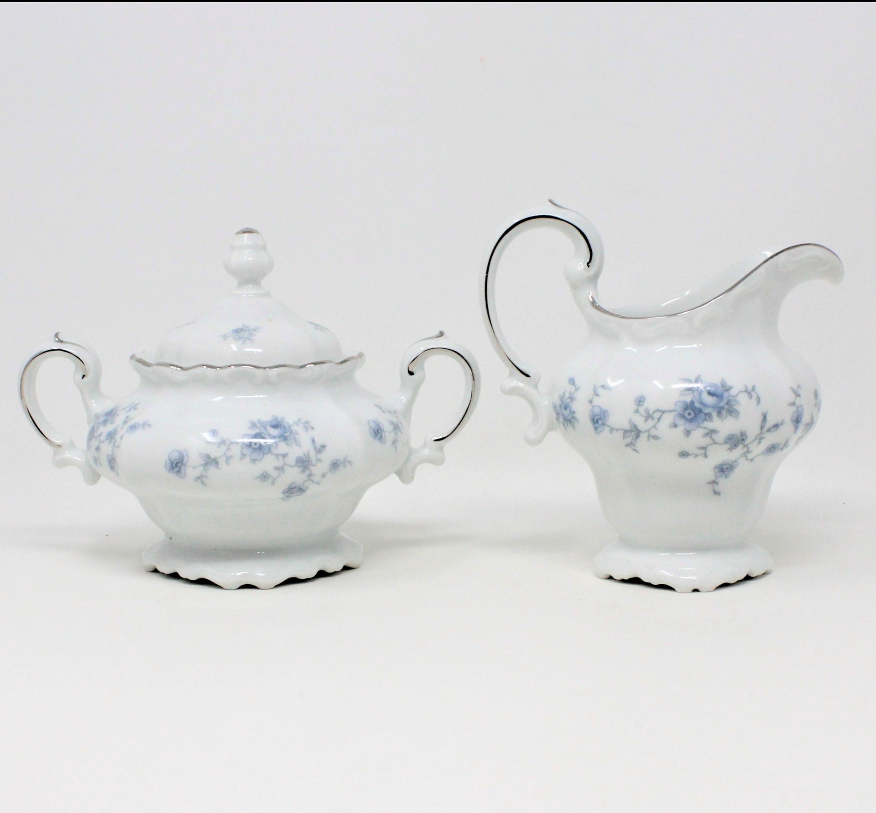 Bavaria Waldershop Germany Blue Creamer Sugar set on sale Fine China