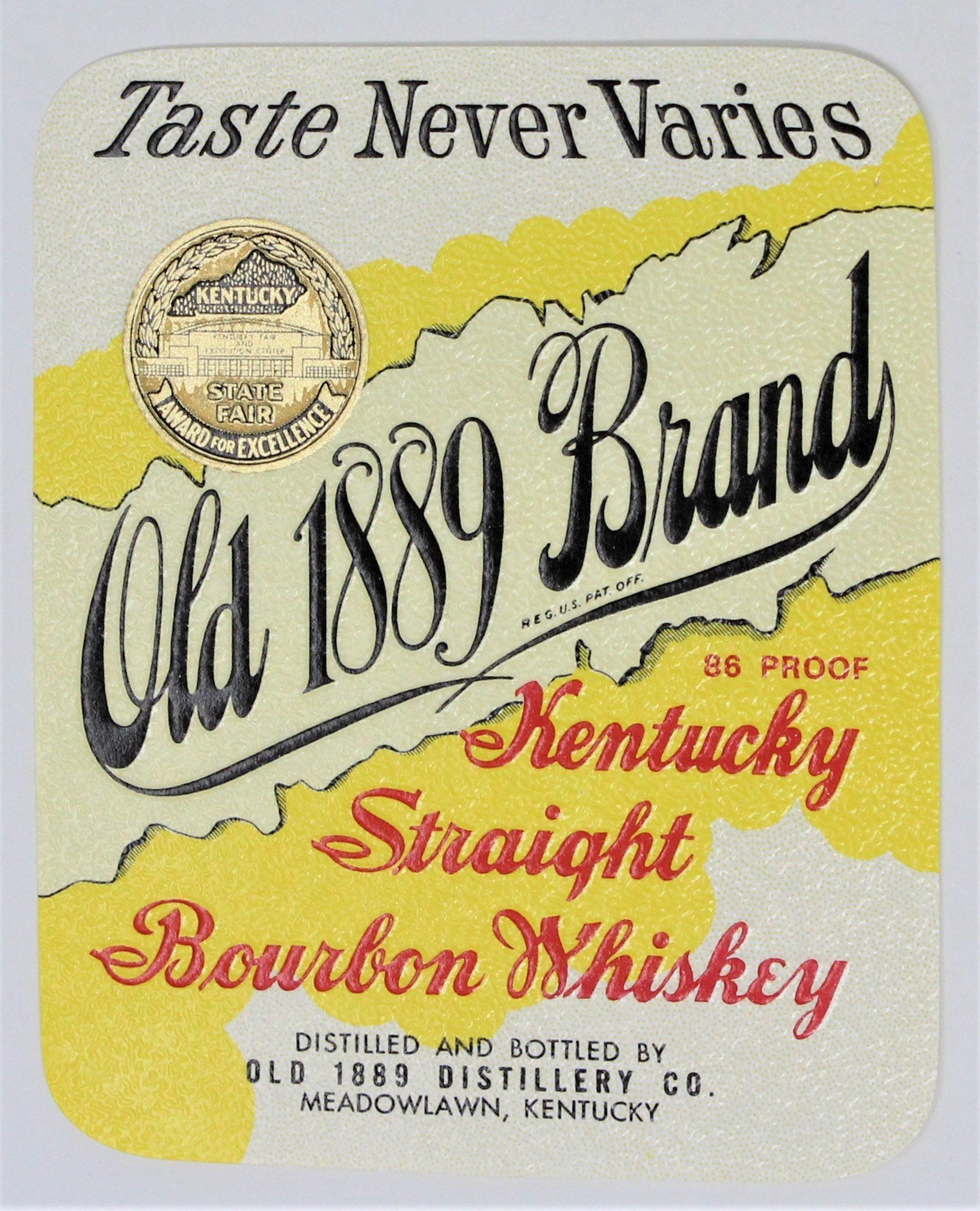 Vintage 1930s Embossed General Old Kentucky Bourbon Label from