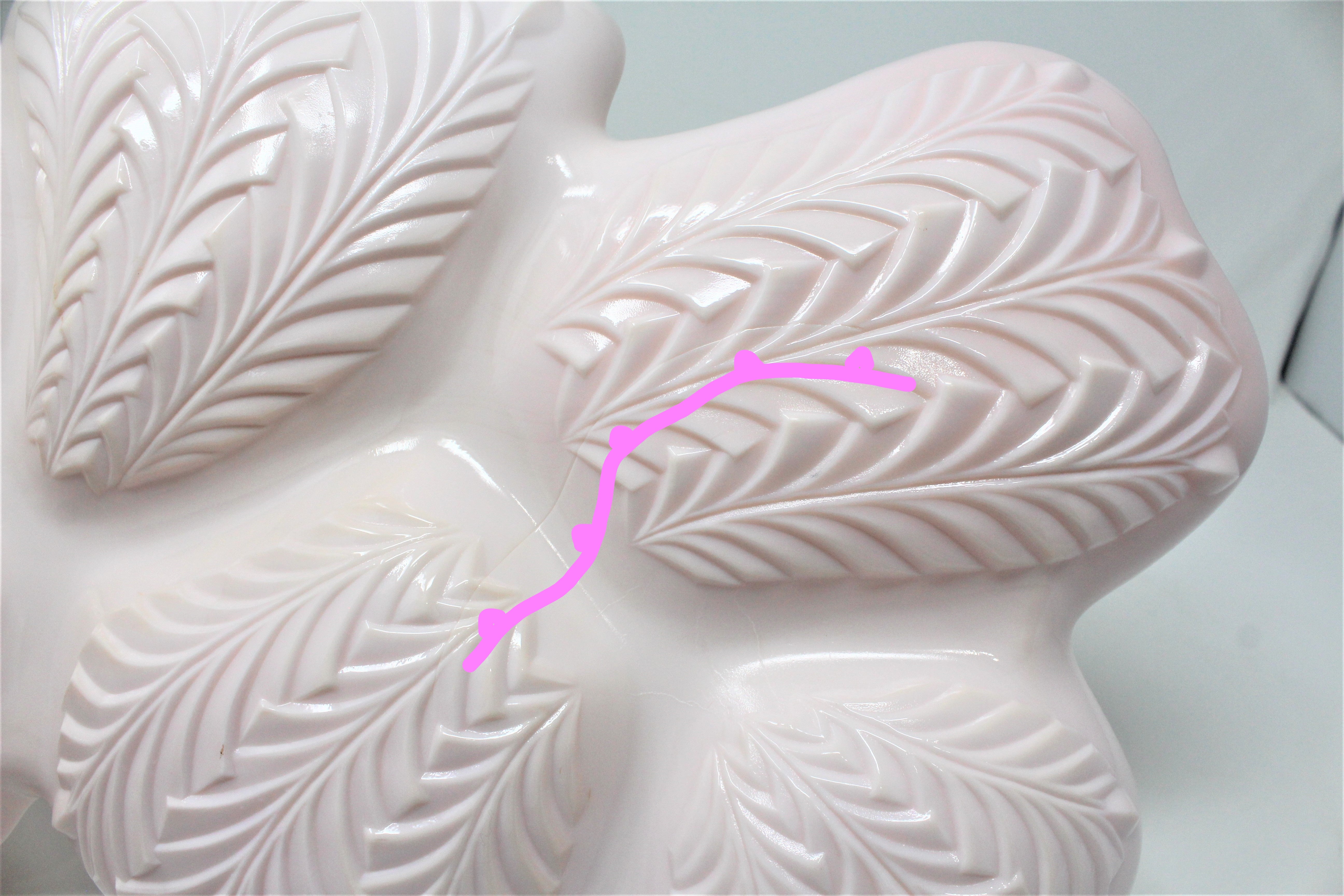 Vintage Jeannette Shell Pink Milk Glass Feather Divided Dish-Jeanette Glass fashion Co.