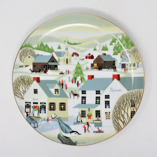 Decorative Plate, Betsey Bates, Christmas The Village Antique Shop, Vintage 1986