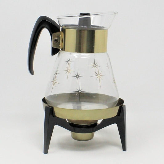 Carafe / Coffee Server, Corning, Atomic Starburst, Warming Stand, Vintage