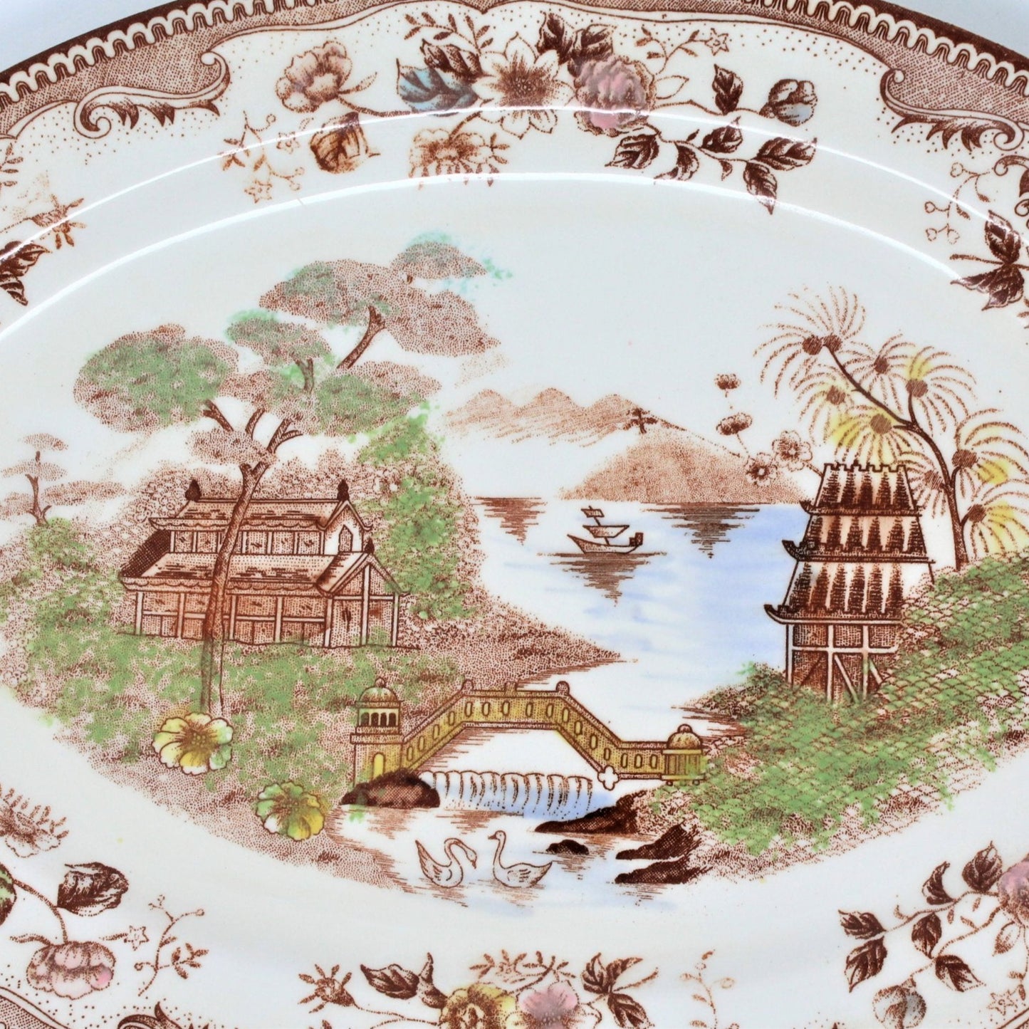Serving Platter, Brown & Richie, Oriental Gardens, Brown Transferware, 12" Vintage, SOLD
