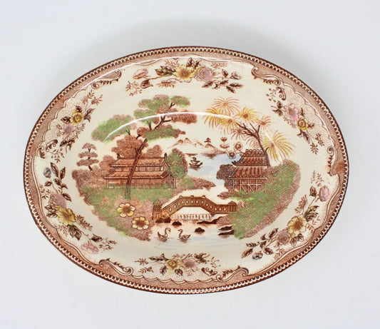 Serving Bowl, Brown & Richie, Oriental Gardens, Brown Transferware, Vintage, SOLD