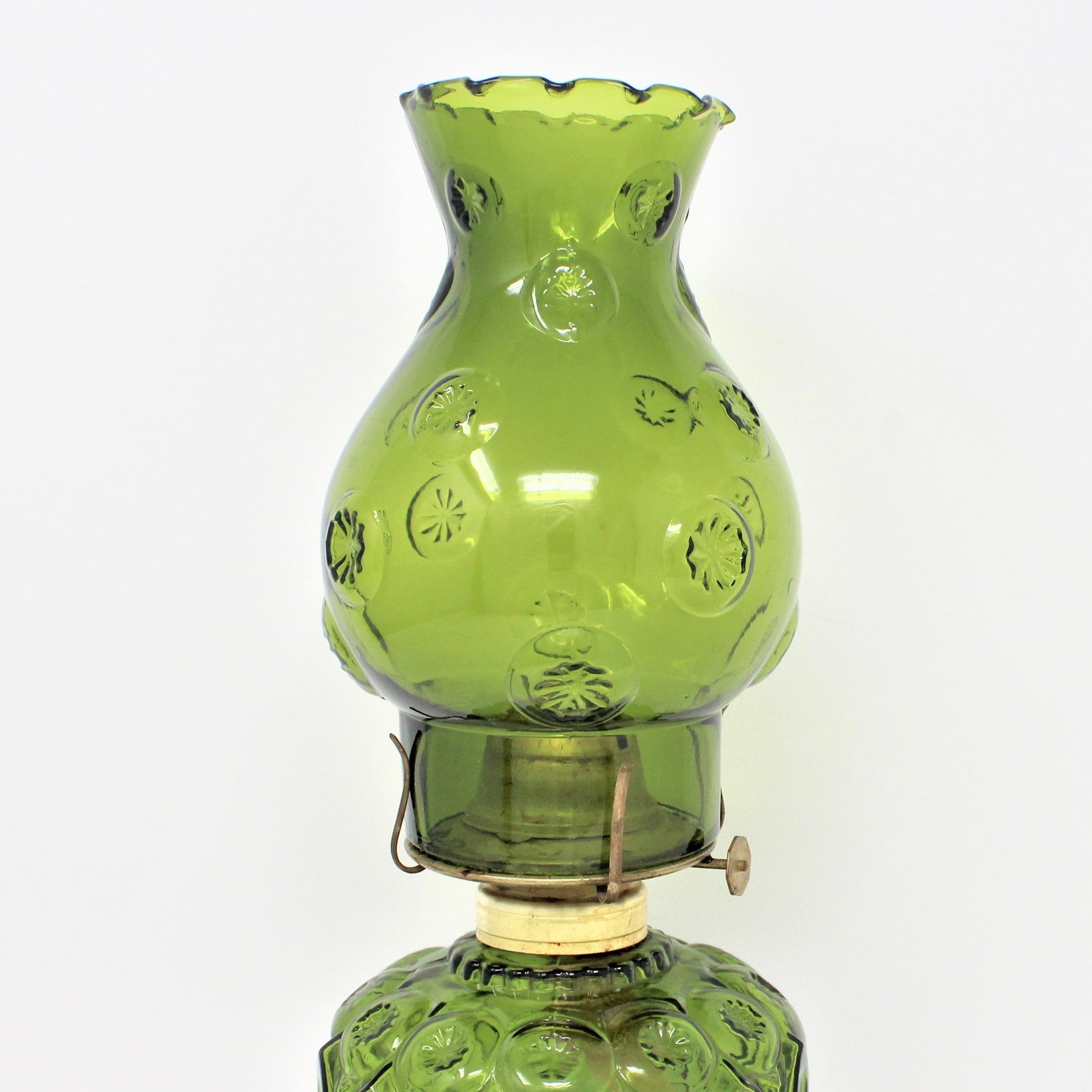 Vintage Green popular Glass Oil Lamp