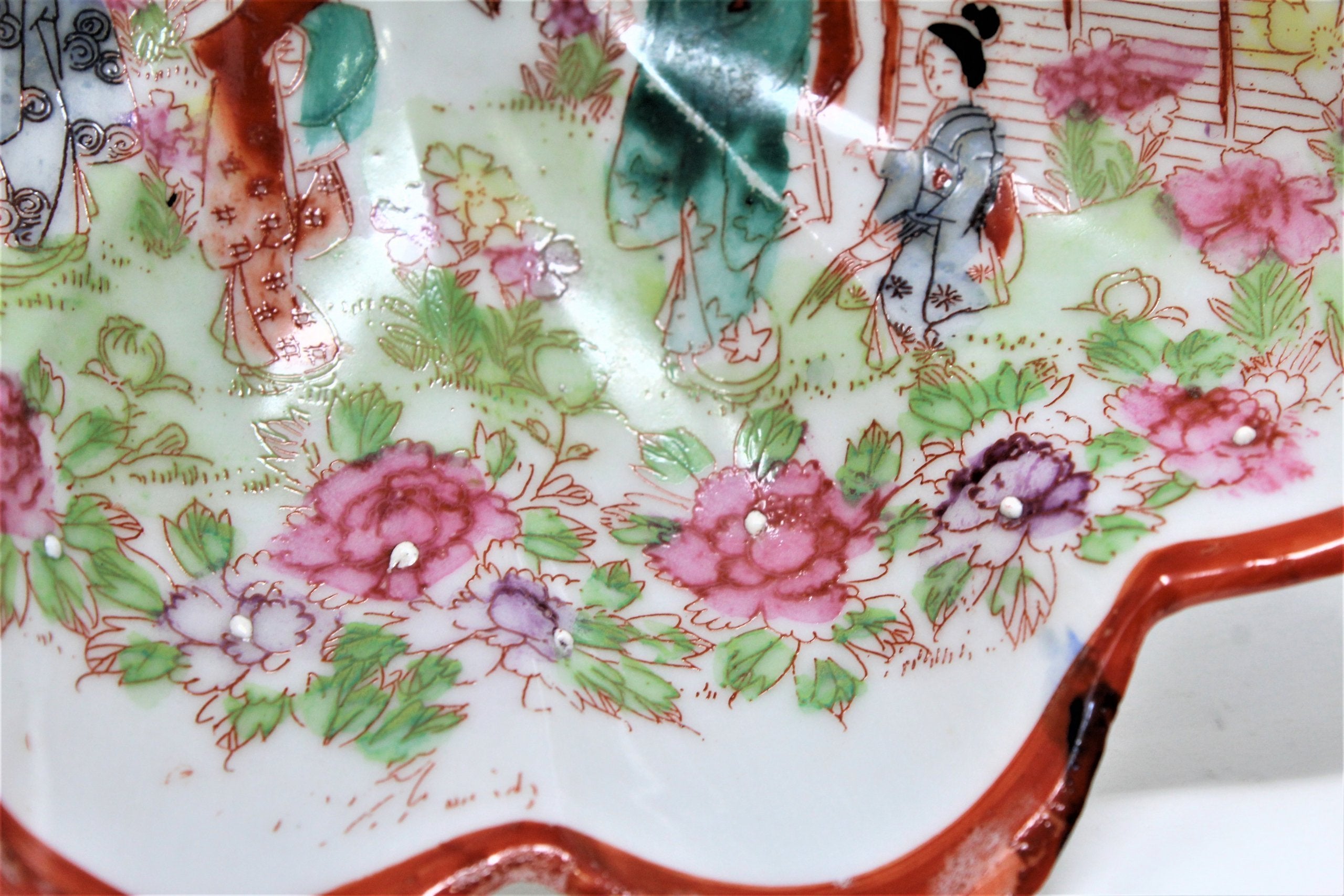 Vintage Hand Painted Geisha Miniature Bowl in Woven Mini Basket, 2024 2.5”