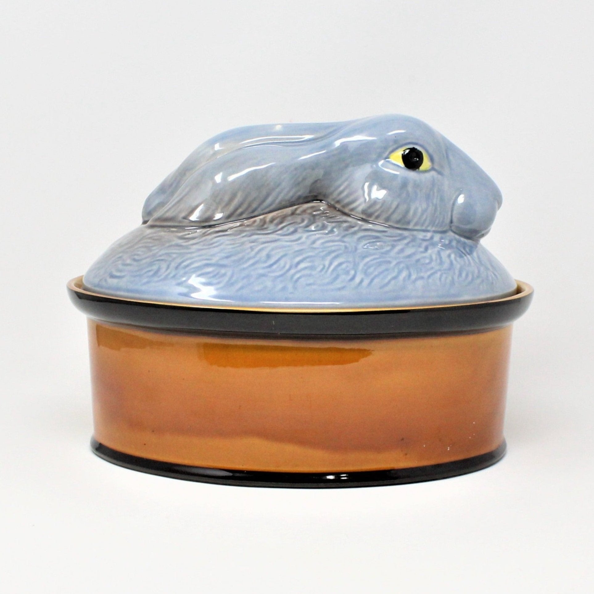 Stunning French vintage ceramic good serving dish/plate shaped as a rabbit.