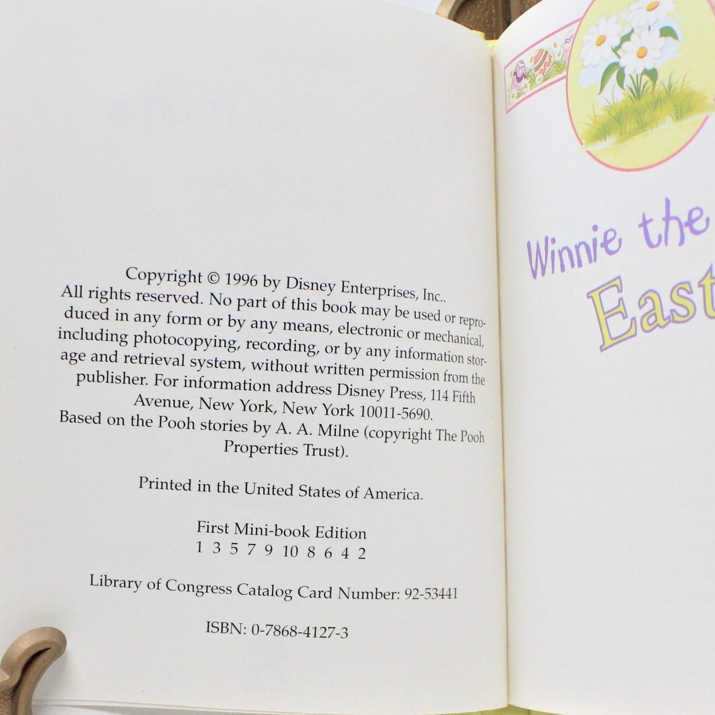 Children's Book, Disney Press, Winnie the Pooh's Easter, Mini Book, Hardcover, 1996