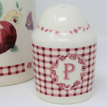 Salt and Pepper Shakers, Pfaltzgraff, Delicious, Red Gingham Ceramic