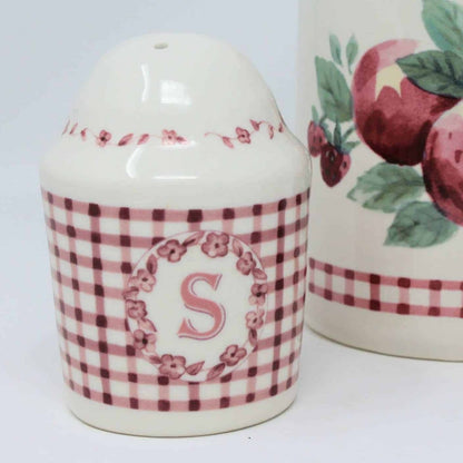 Salt and Pepper Shakers, Pfaltzgraff, Delicious, Red Gingham Ceramic