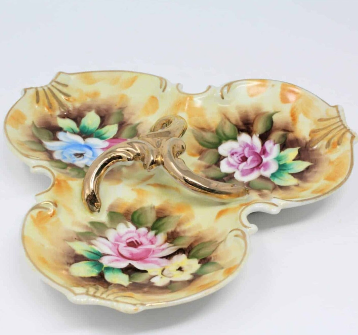 Vintage Continental Porcelain Hand Painted Candy Nut store Dish