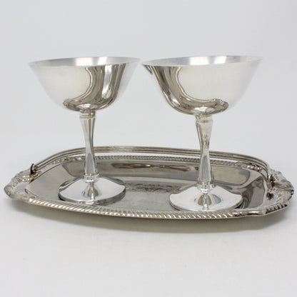 Champagne Coupe, Salem China, Silverplate, Set of 2, Vintage