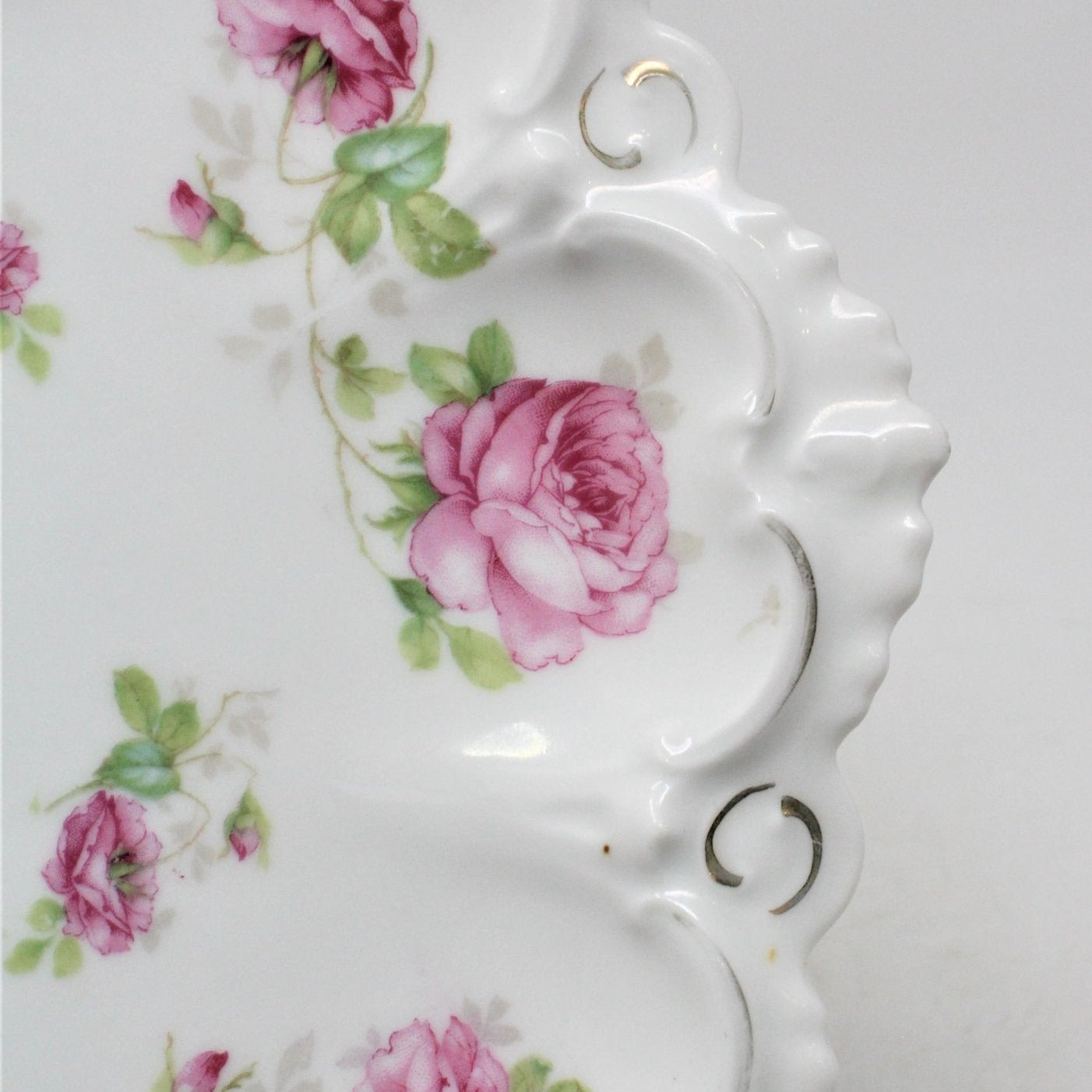 Antique MZ Austria Set of 2 store Serving Bowl & Plate Pink Roses Gold Trim. The ser