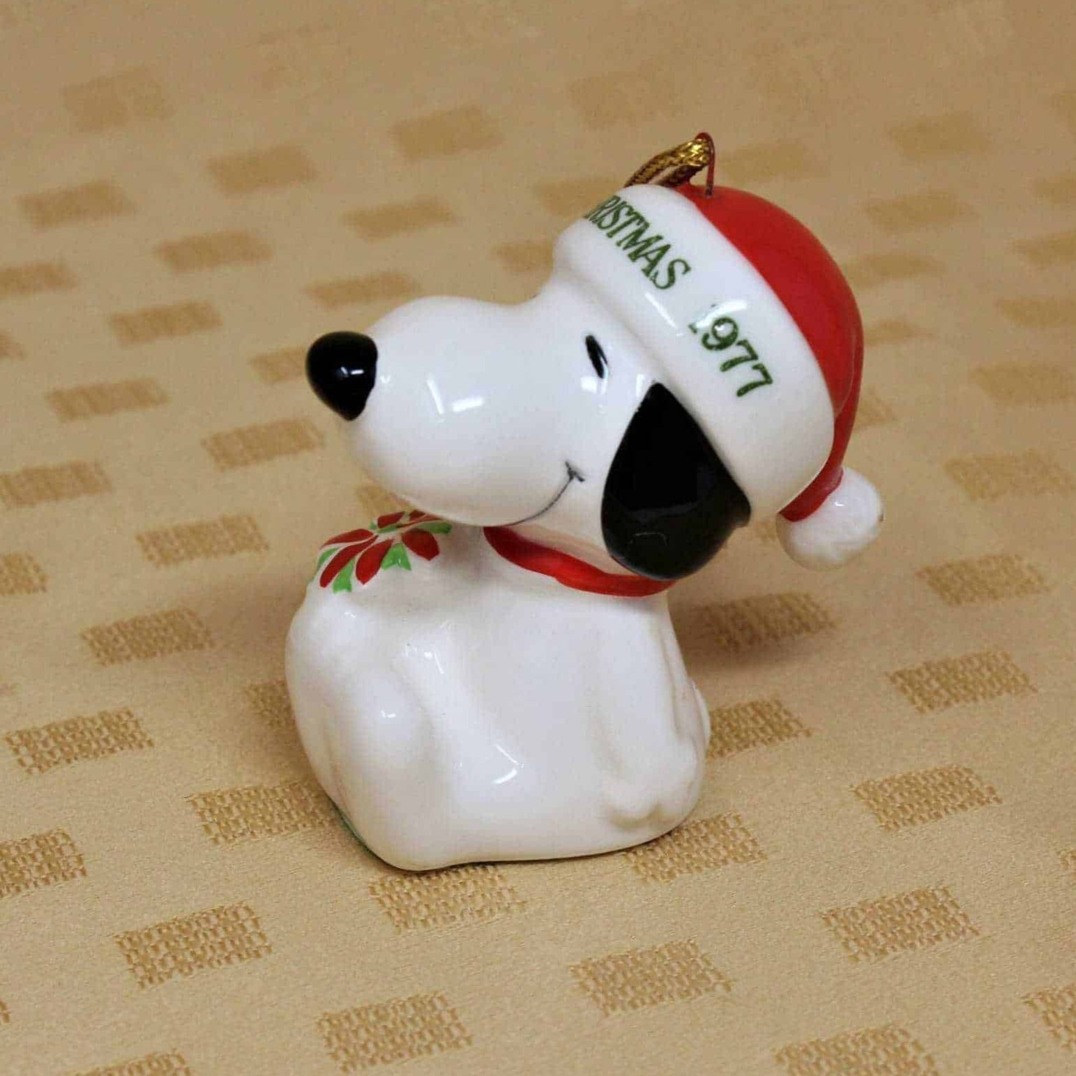 Ornament, Snoopy with Poinsettia, 1977 Vintage, NOS