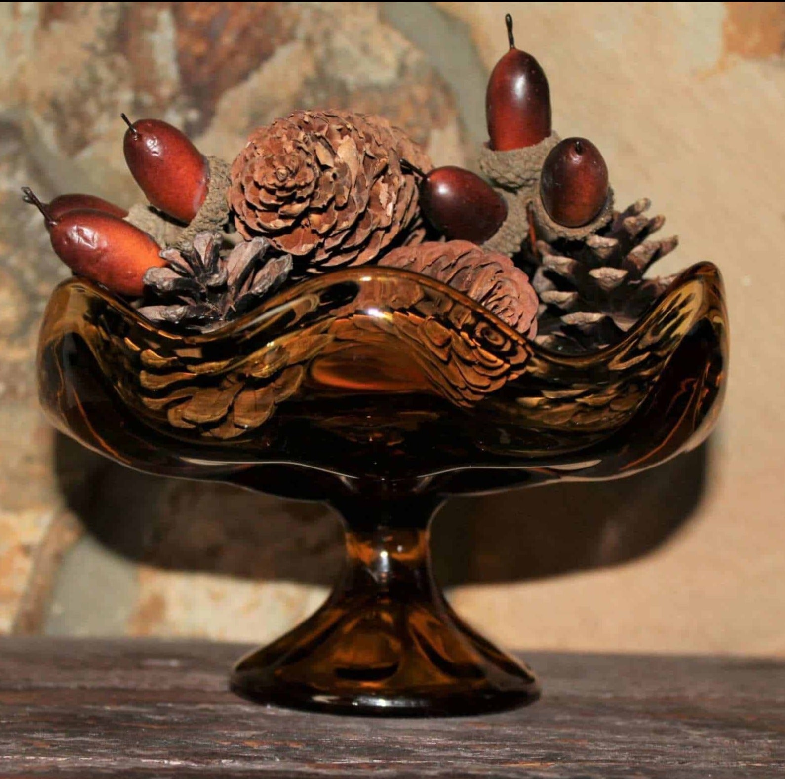 Viking Epic 6 Petal outlet Amber Glass Candy Dish