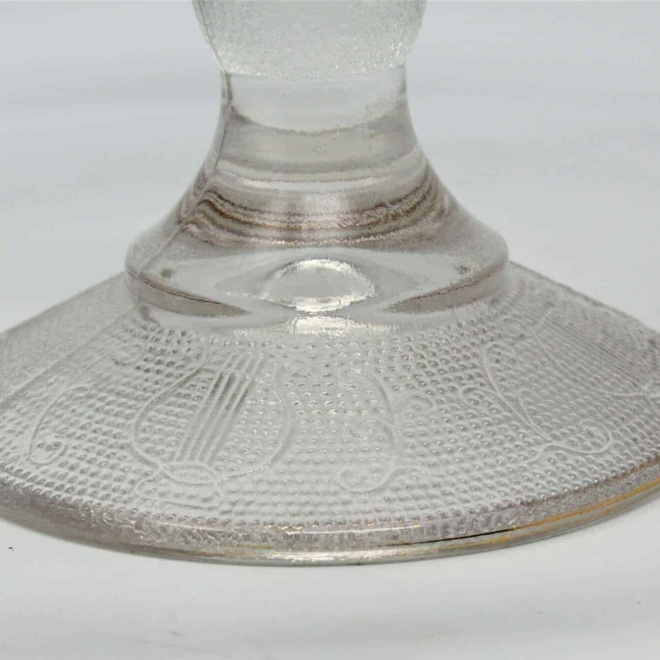 Jeannette Glass Co. Clear sold Depression Glass Cake Stand HARP c.1940s