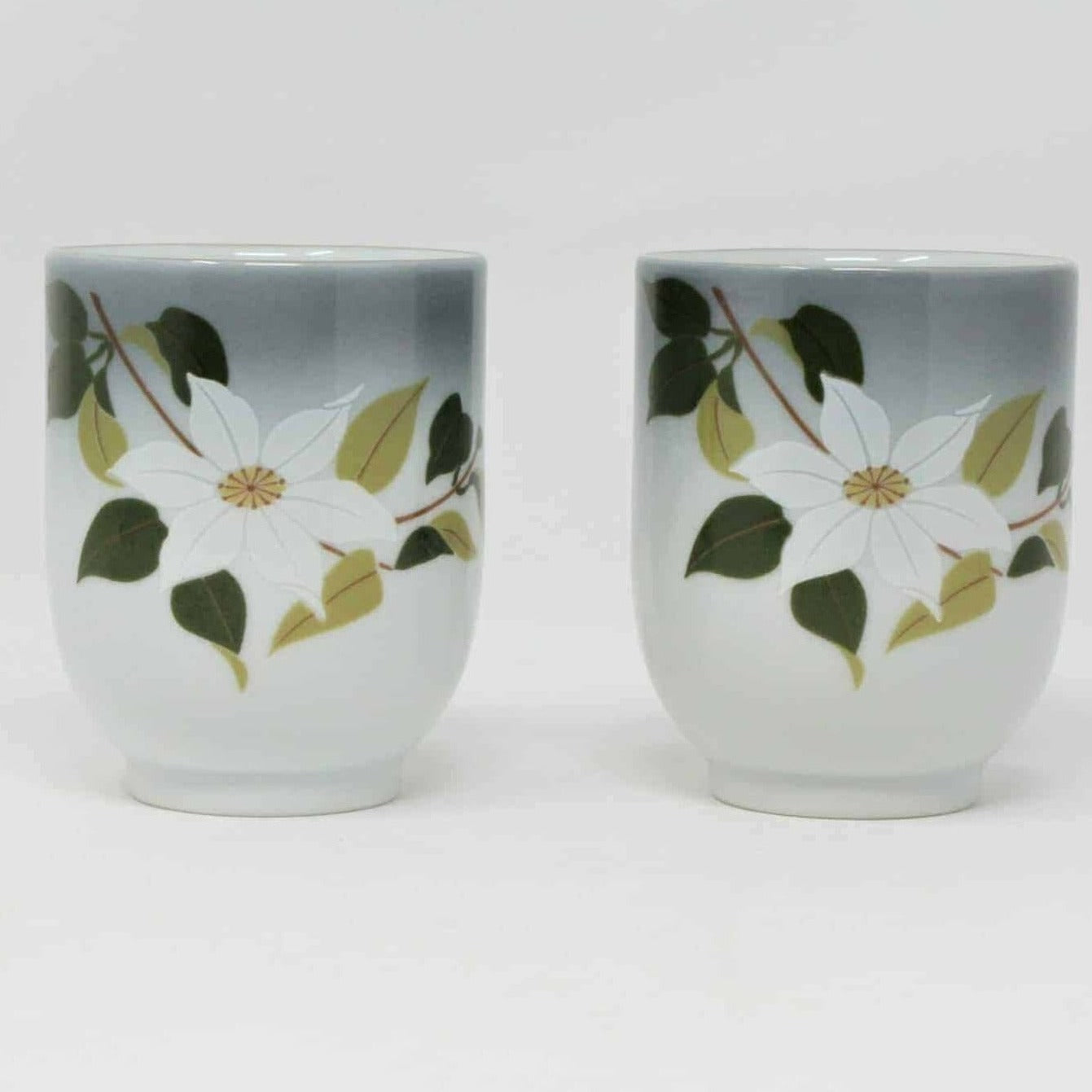 Teacup, Japanese, Yunomi Style, Lotus Flower, Japan, Set of 2, Vintage