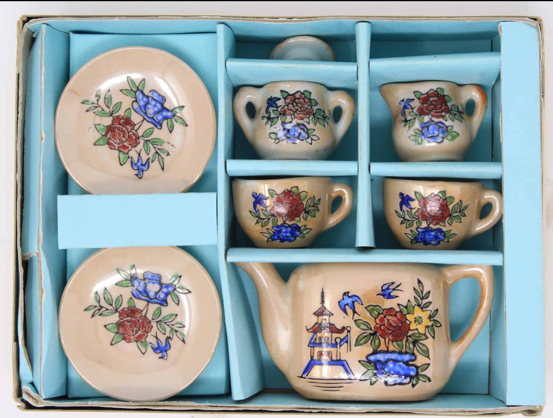 Pre WW11 Lusterware Made in Japan Child's Tea set in store original Box