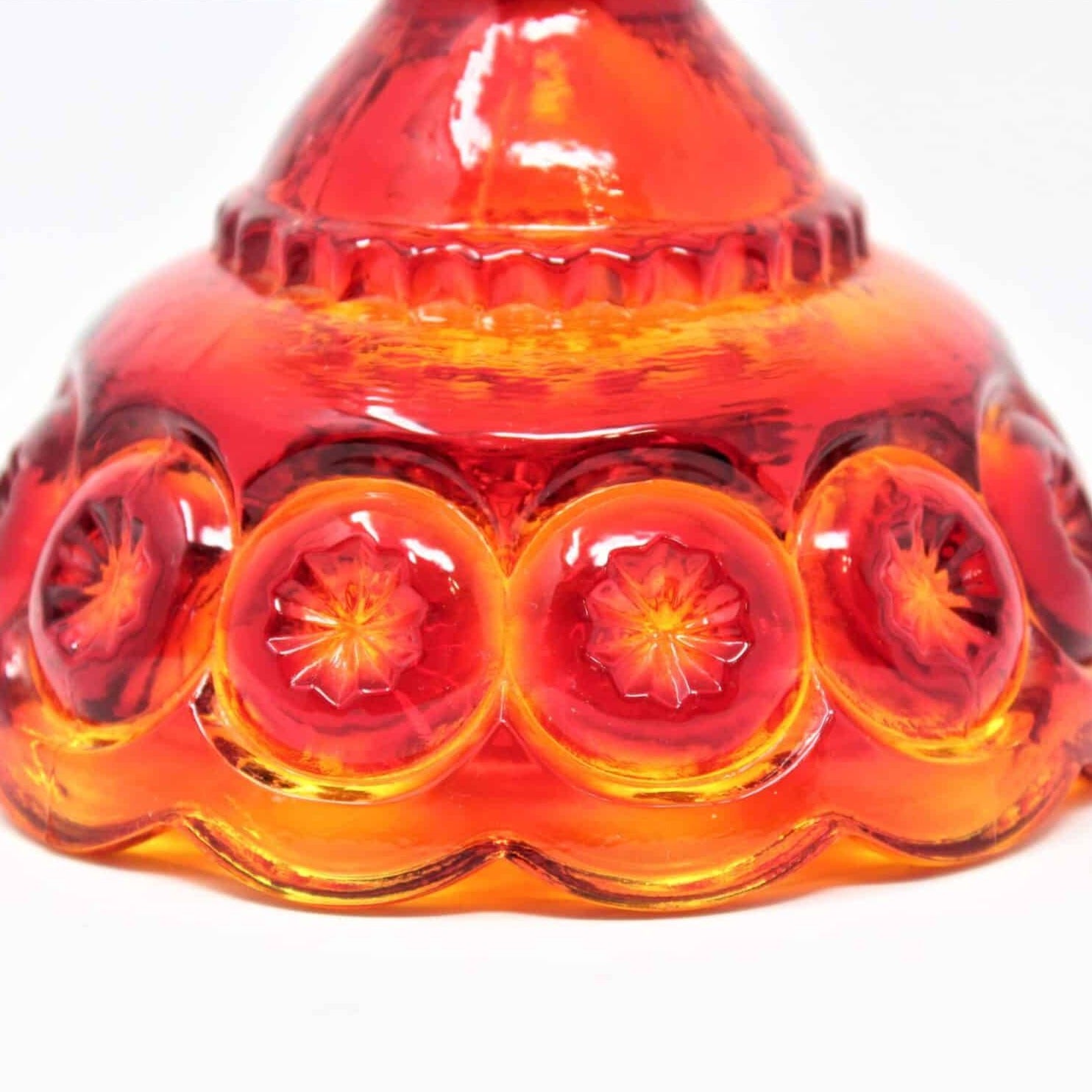 Le Smith Amberina Glass offers Ruffled Fire Red .nCenterpiece bowl and 2 candle holders