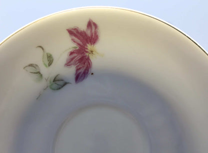 Teacup and Saucer, Purple Floral, Japan, Vintage