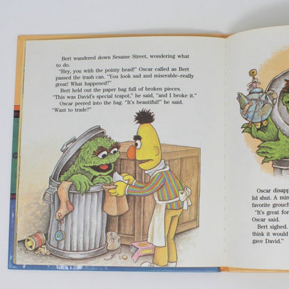 Children's Book, Sesame Street, Bert & the Broken Teapot, Hardcover, Vintage 1985