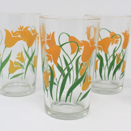 Juice Glasses, Swanky Swigs, Yellow Bellflower, Set of 5, Vintage, SOLD