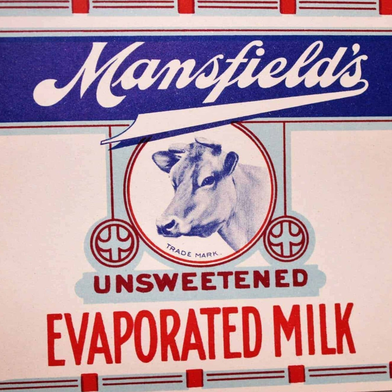 Can Label, Mansfield's Evaporated Milk, Original, NOS Lithograph, Anti ...