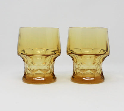 Glasses, Tumblers, Georgian Honeycomb Amber / Topaz, Set of 2, Vintage