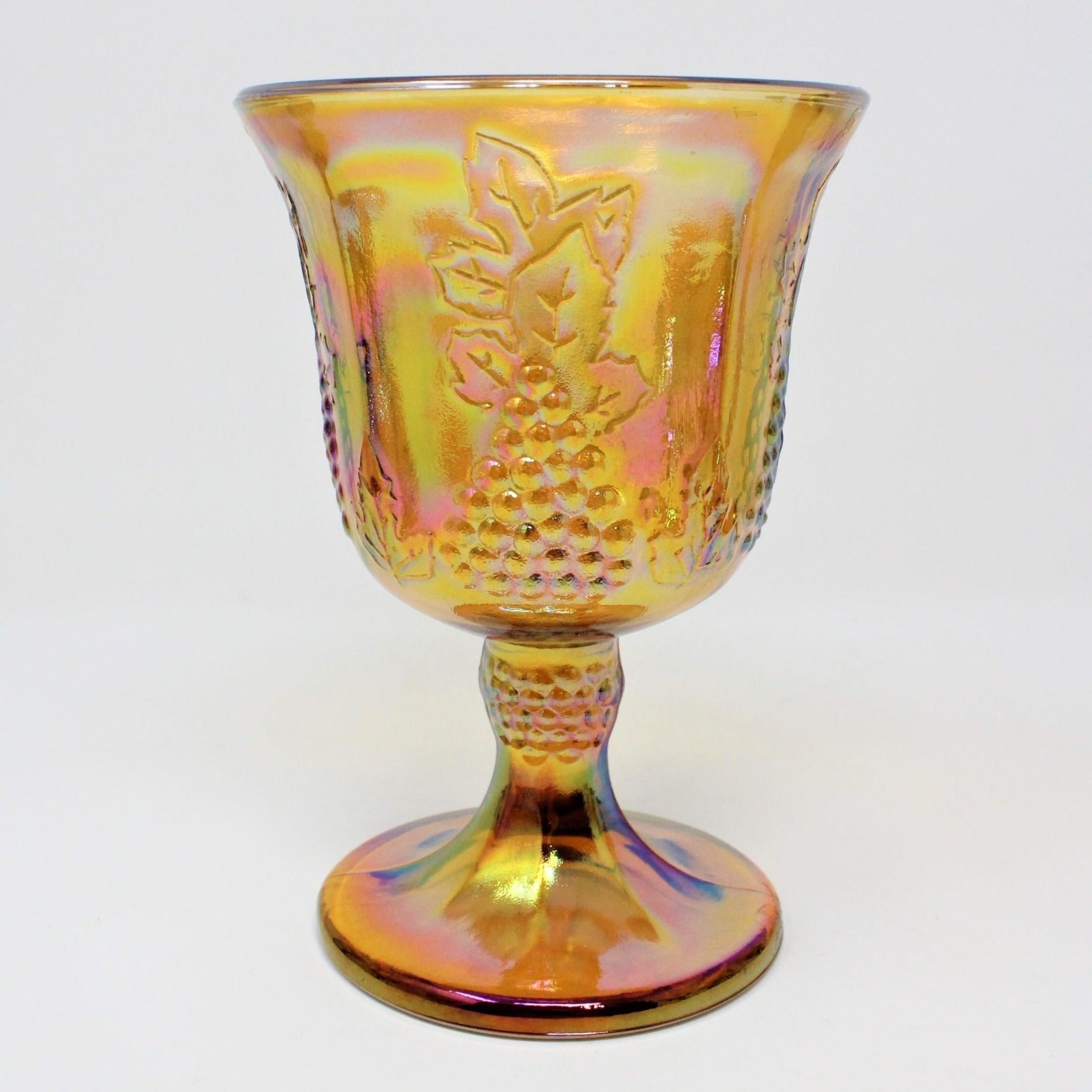 Deals Vintage 1970 Indiana Glass Iridescent Amber Harvest Grape Carnival Pitcher 8 gob