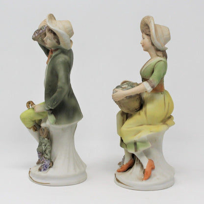 Figurine, HomCo, 1258 Toscany Boy & Girl with Grapes, Porcelain, Vintage