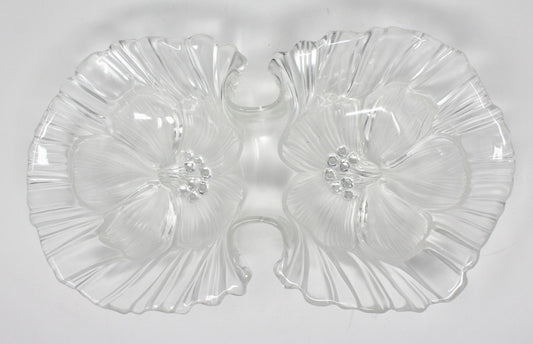 Divided Serving Dish, Mikasa,  Hibiscus Frost, Frosted Glass