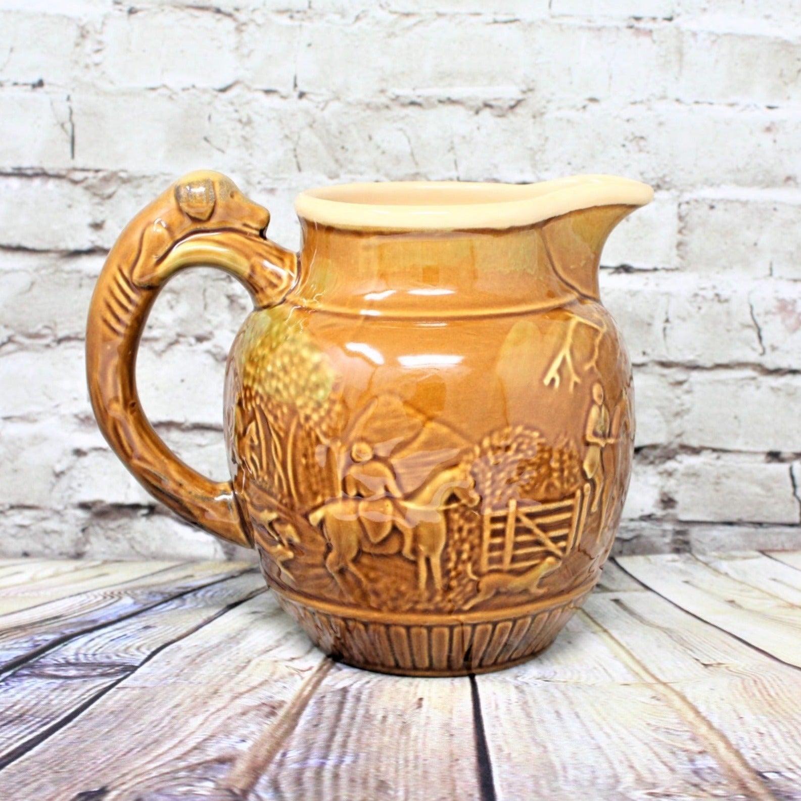 Handmade Ceramic Pitcher, With Lizard Handle, Fine Art Ceramics, Wine Serving  Pitcher, Unique Restore Technique, in Firewood Oven Firing 