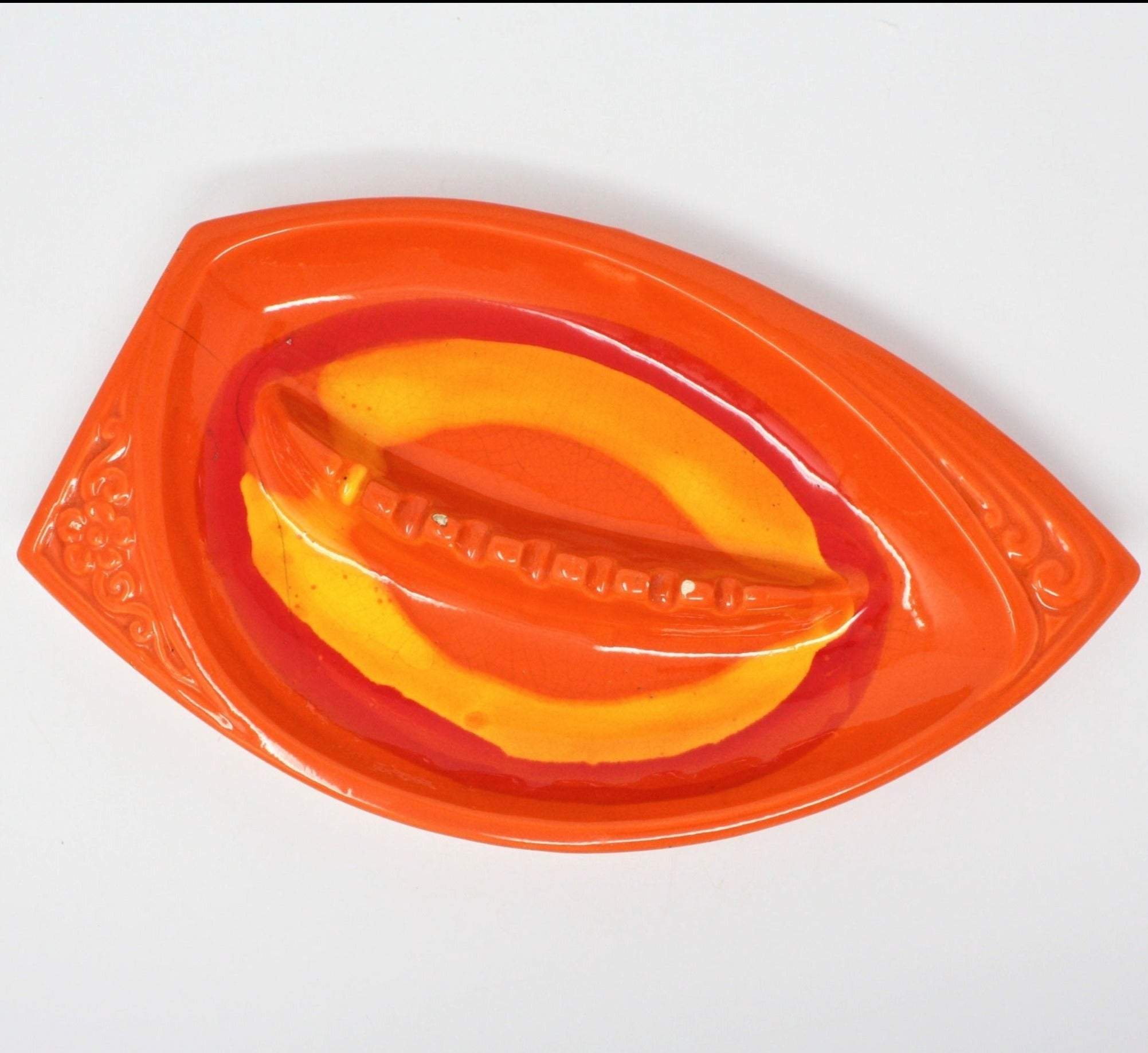 Midcentury Modern Ashtray, Italian Pottery, Orange and 2024 Yellow