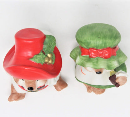 Figurine, HomCo, Christmas Bears, Set of 2 Porcelain, Vintage