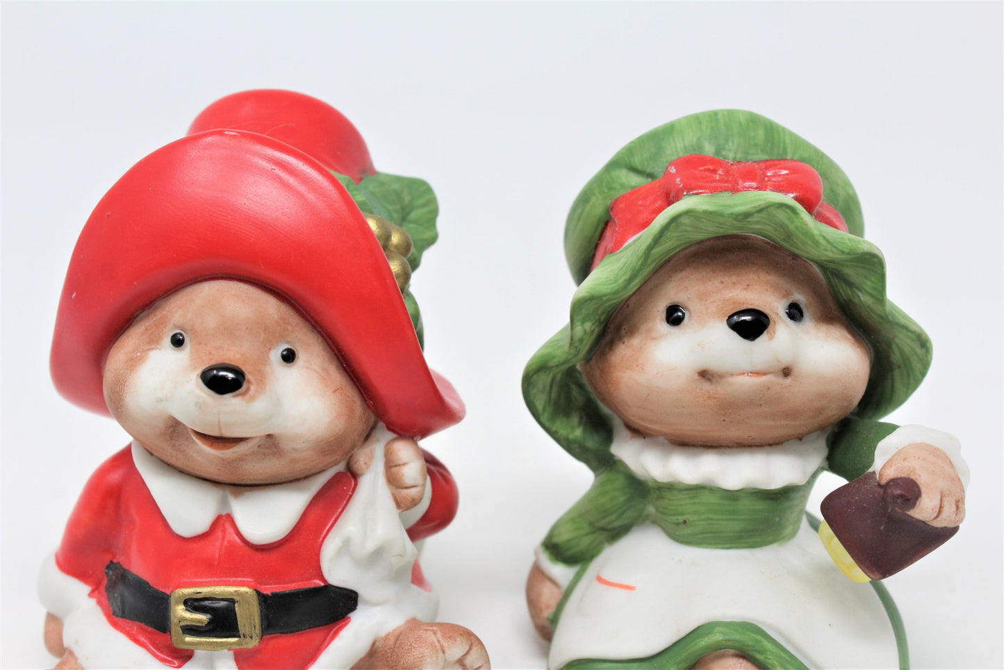 Figurine, HomCo, Christmas Bears, Set of 2 Porcelain, Vintage